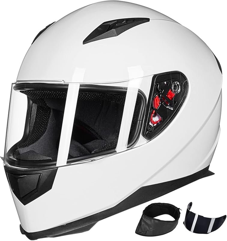 ILM Full Face Motorcycle Helmet with Removable Neck Scarf and 2 Visors