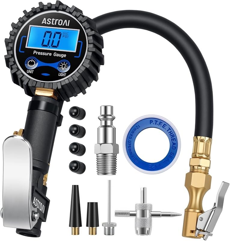 AstroAI Digital Tire Pressure Gauge with Inflator, Heavy Duty with Rub
