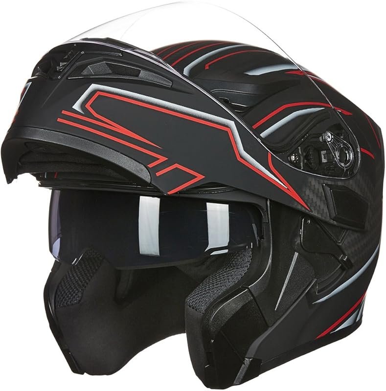 ILM Modular Full Face Motorcycle Helmet with Dual Visor and Flip-Up De