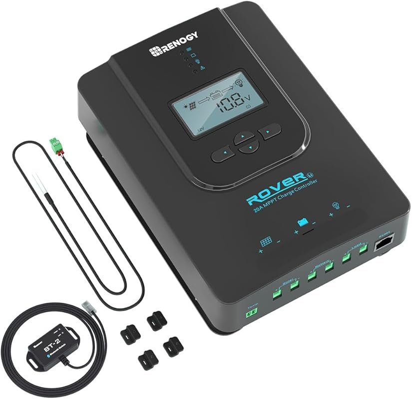 Renogy Rover 20A MPPT Solar Charge Controller with Bluetooth for Lithi