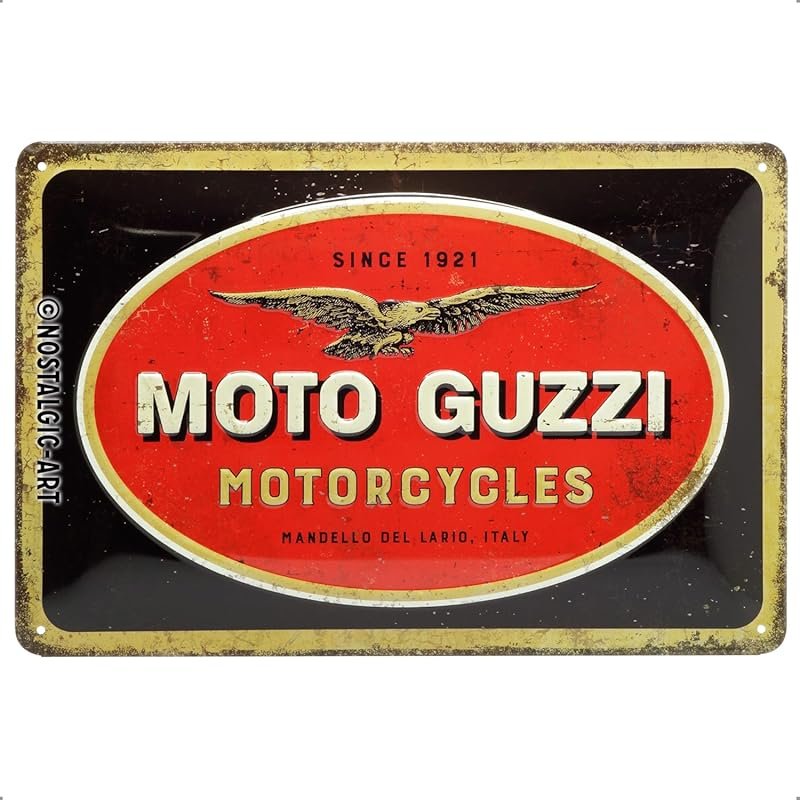 Vintage Moto Guzzi Metal Tin Sign for Wall Decoration in 7.9 by 11.8 I