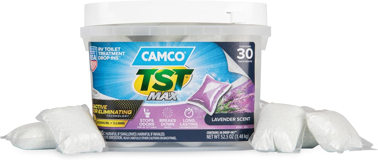 Camco TST MAX RV Toilet Treatment Drop-Ins for odor control and waste