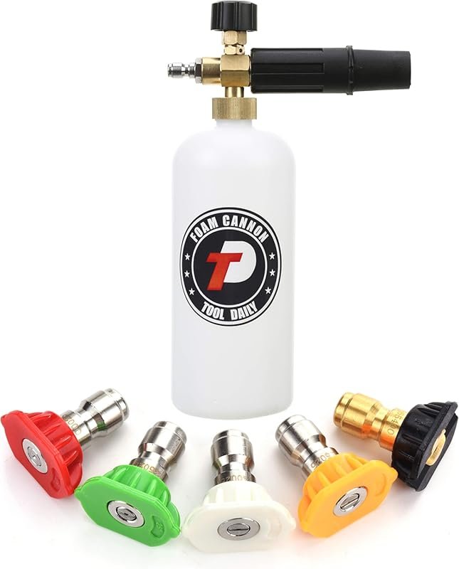 Tool Daily Foam Cannon with 5 Pressure Washer Nozzle Tips and Quick Co