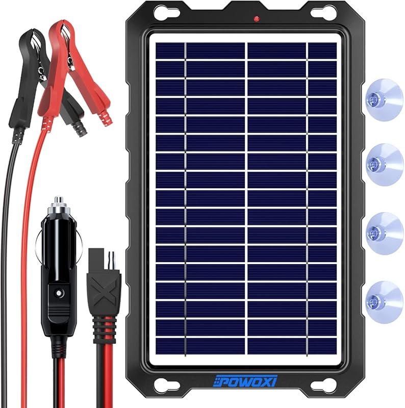 POWOXI 7.5W 12V Portable Waterproof Solar Battery Trickle Charger for
