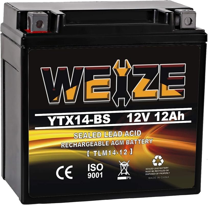 Weize YTX14 BS ATV Battery High Performance - Maintenance Free - Seale