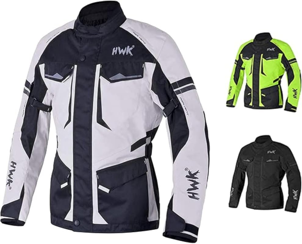HWK Adventure Touring Motorcycle Jacket with Water Resistant Cordura a