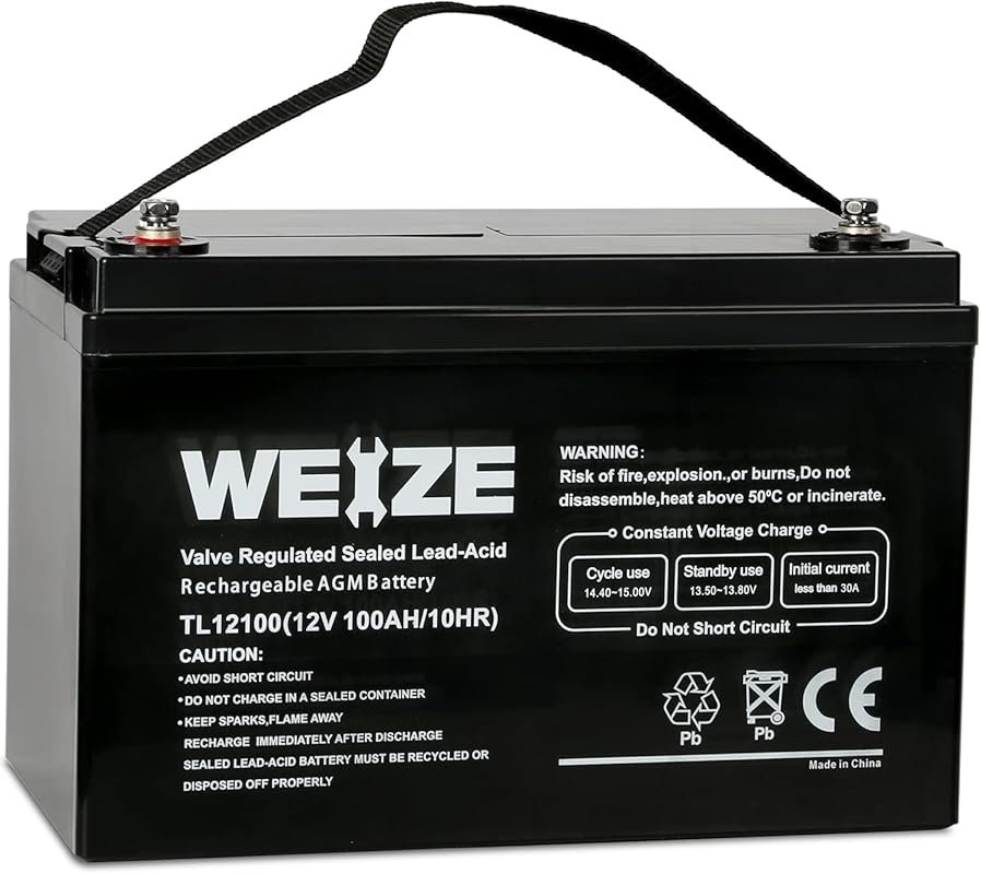 Weize Deep Cycle AGM 12V 100Ah Battery: Maintenance-Free with Low Self
