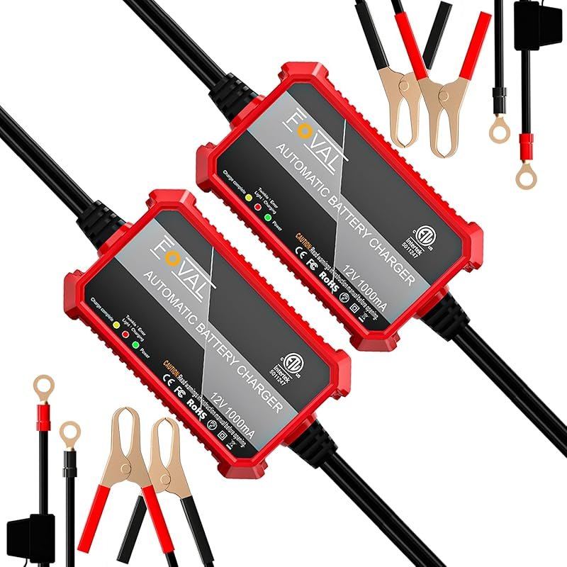 FOVAL 1000mA 12V Fully Automatic Smart Battery Charger for Boat and Le