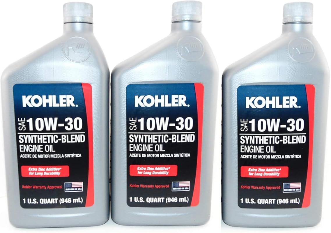 Kohler 10W-30 Synthetic Blend Motor Oil for Small Engines, 1 Quart (Pa