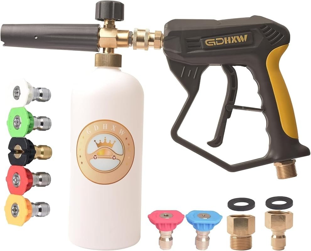 High Pressure Washer Gun with Foam Cannon and 7 Nozzle Tips for Car Wa