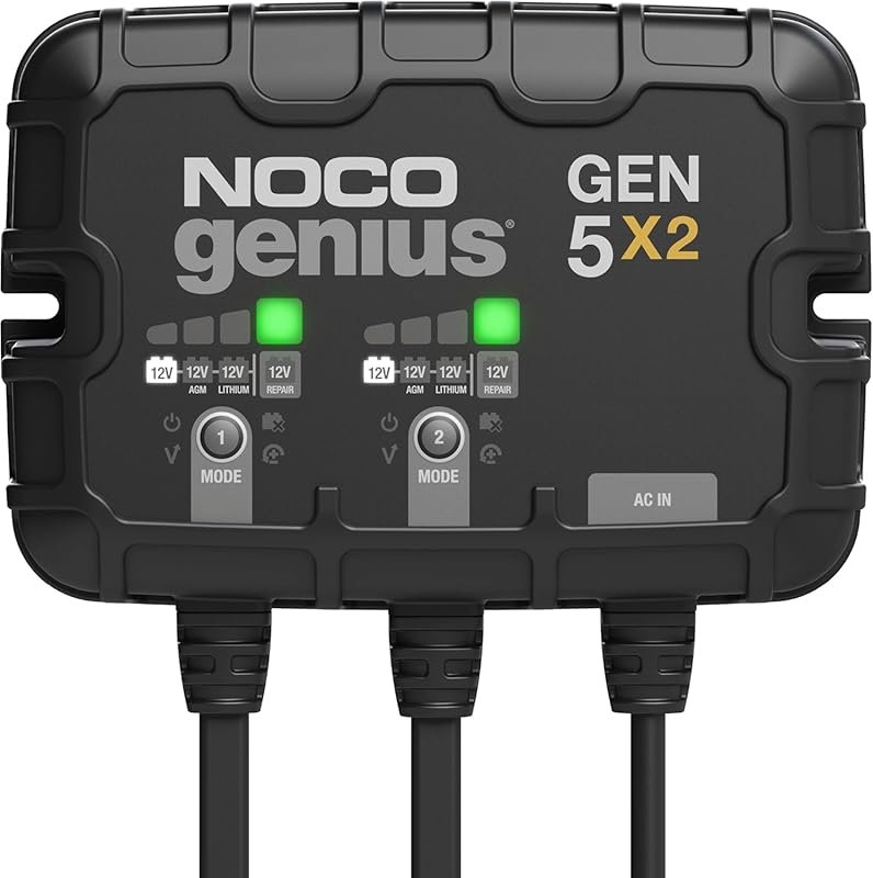 NOCO Genius GEN5X2 2-Bank 10A 12V Onboard Waterproof Marine Charger fo