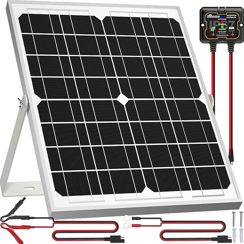 SOLPERK 20W 12V Solar Panel Trickle Charger with MPPT Controller and M