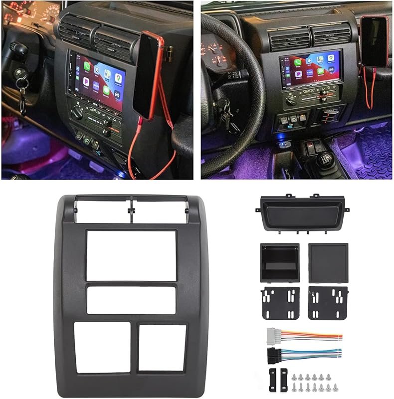 HECASA Double DIN Dash Radio Bezel Compatible with 1997-2002 Jeep Wran