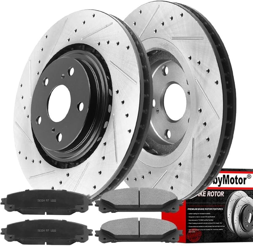 MotorbyMotor 328mm Front Brake Kit with Drilled and Slotted Rotors and