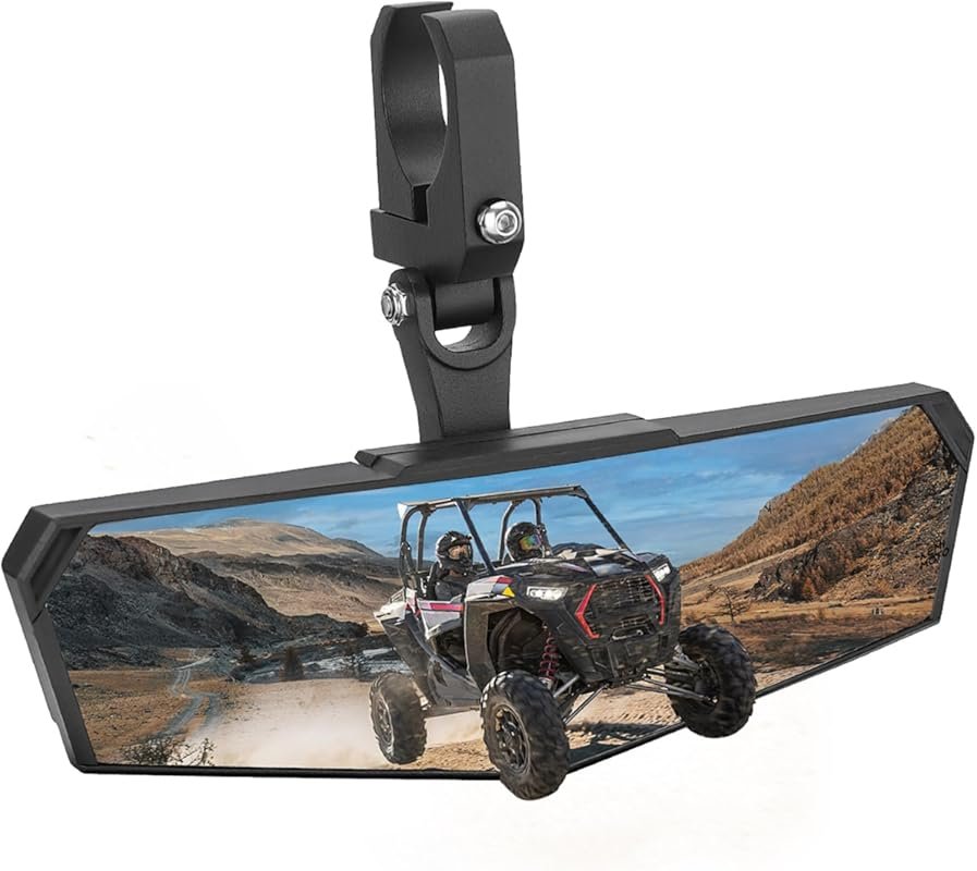 UTV Rear View Mirror with 360-Degree Adjustable Aluminum Clamp for 1.5