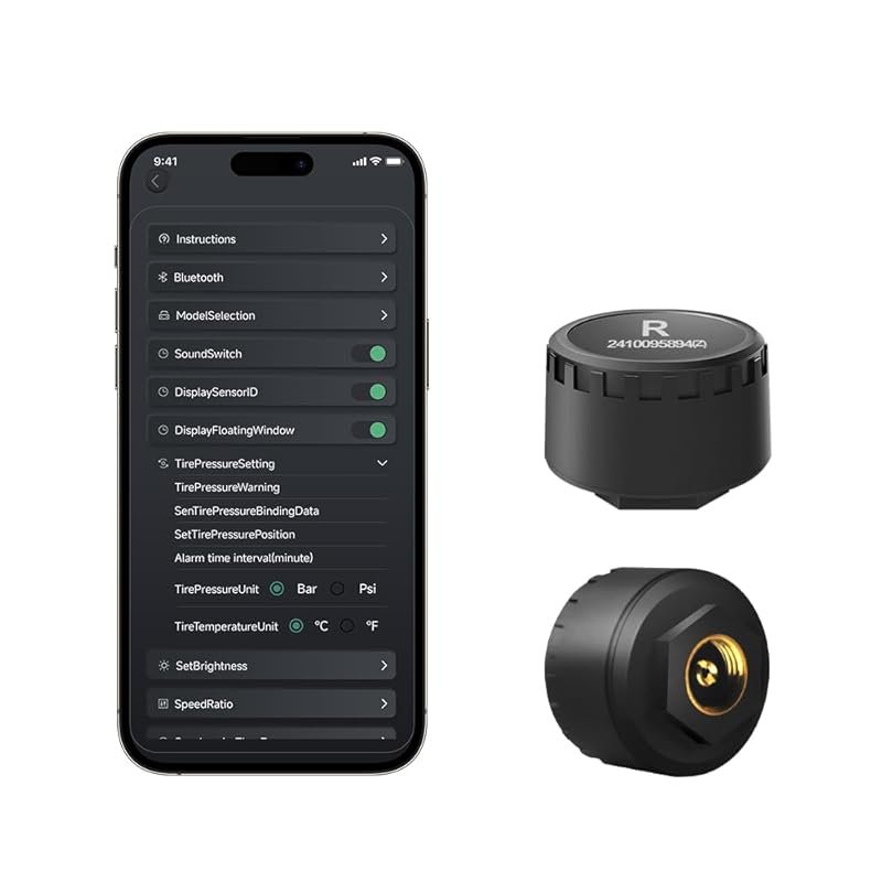 WISTEK Bluetooth TPMS for Motorcycles with 2 External Sensors, 5 Alarm