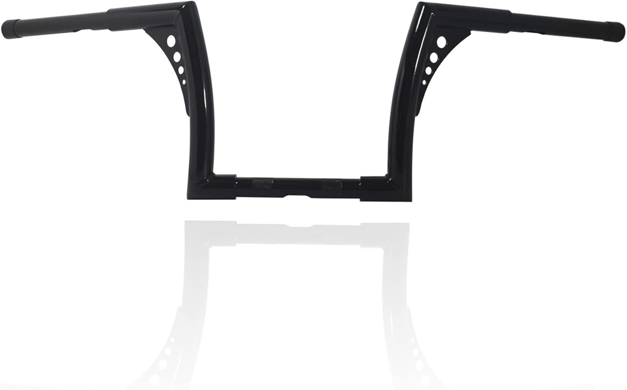 Gloss Black Batwing Ape Hanger Handlebars with 10-Inch Rise for Harley