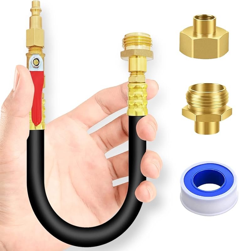 RV Winterizing Kit Water Line Blowout Adapter Fitting with Shut Off Va