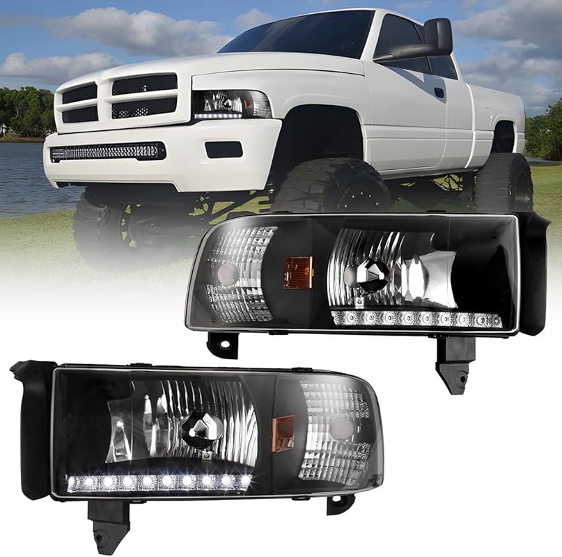 ROXX Headlights Assembly with LED DRL and Amber Reflector for 1994-200