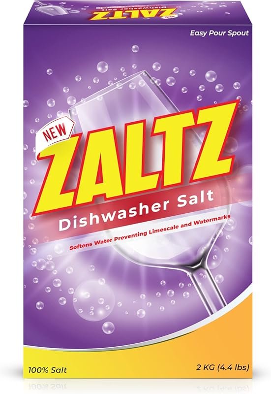 Zaltz Dishwasher Salt, Water Softener, Cleaner and Rinse Aid with Easy