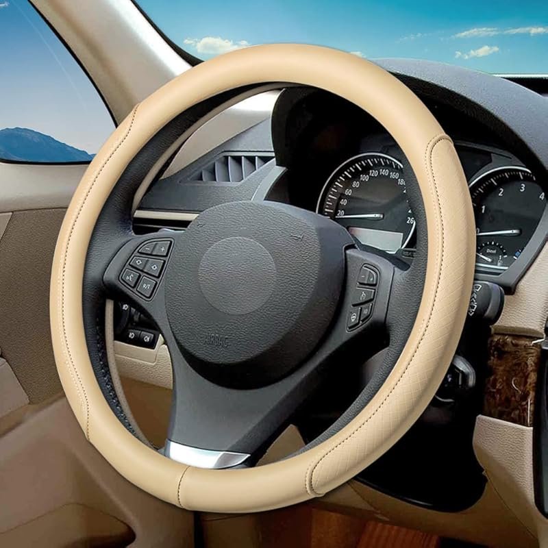 Microfiber Leather Steering Wheel Cover with Classic Embossing, Anti-S