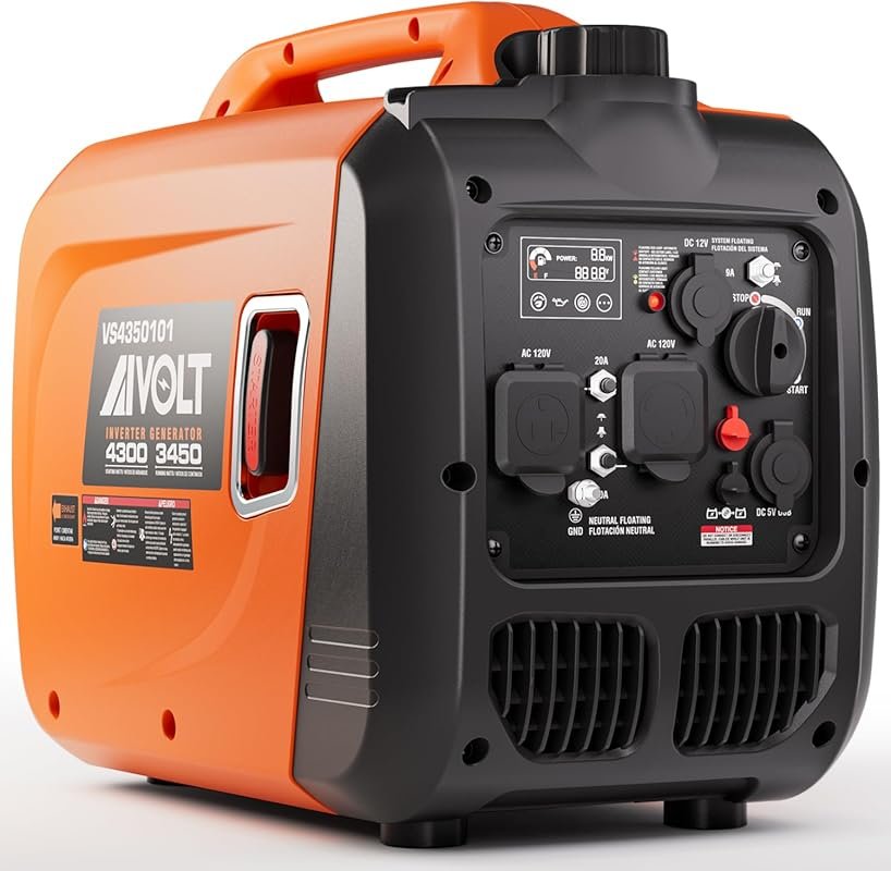 AIVOLT 4300W Gas-Powered Portable Inverter Generator, Super Quiet and