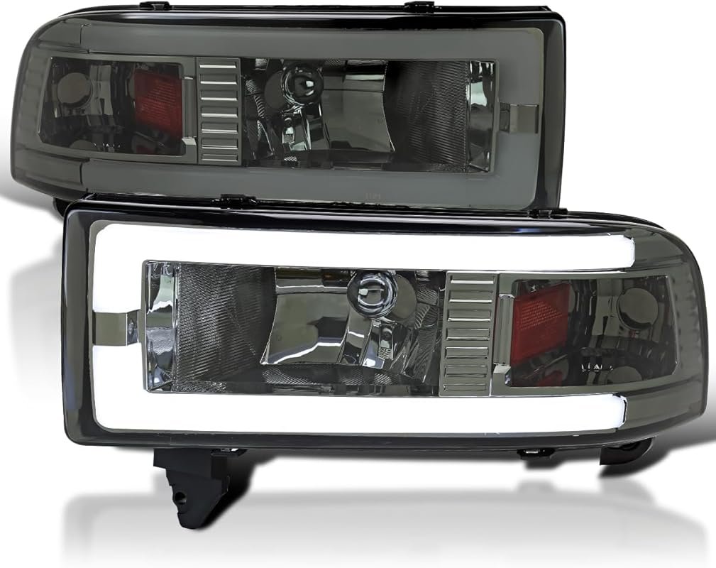 SPEC-D TUNING Smoke Headlights with LED Tube for 1994-2001 Dodge Ram 1