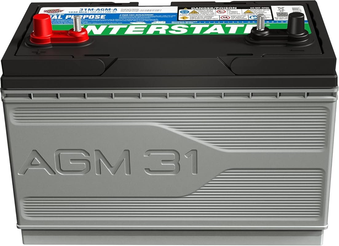 Interstate Batteries Group 31M Dual Purpose AGM Battery: 12V, 100Ah, 8