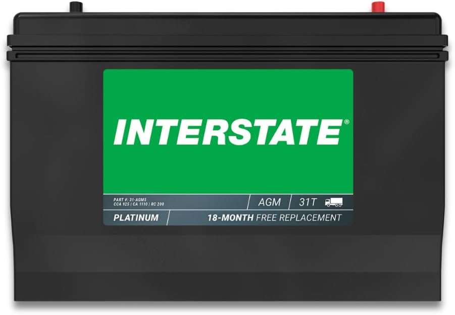Interstate Batteries Group 31 Deep Cycle AGM Battery: 12V, 100Ah, 925C