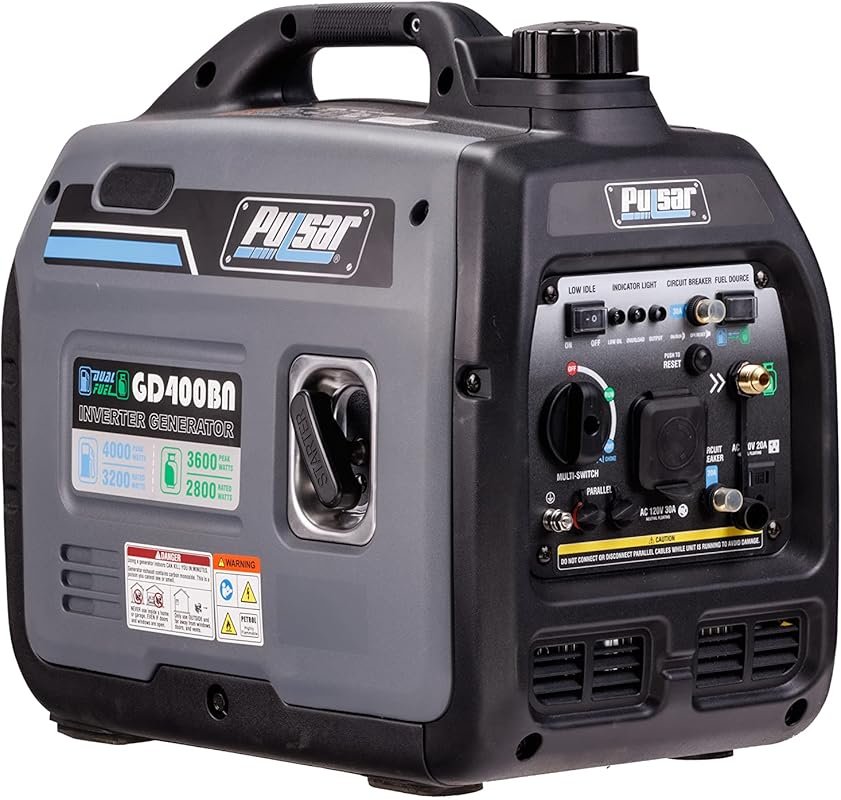 Pulsar 4000W Portable Super-Quiet Dual Fuel Generator with Parallel Ca