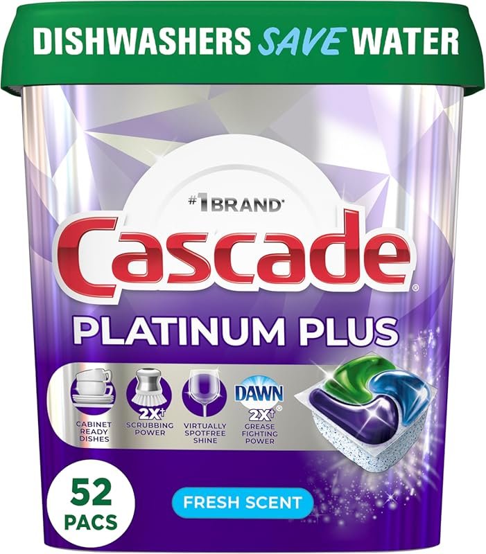 Cascade Platinum Plus Dishwasher Pod, Dish Detergent ActionPacs, Dishw