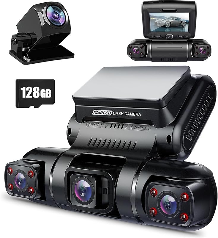 360° 4-Channel Front and Rear Dash Cam with GPS, WiFi, Night Vision, P
