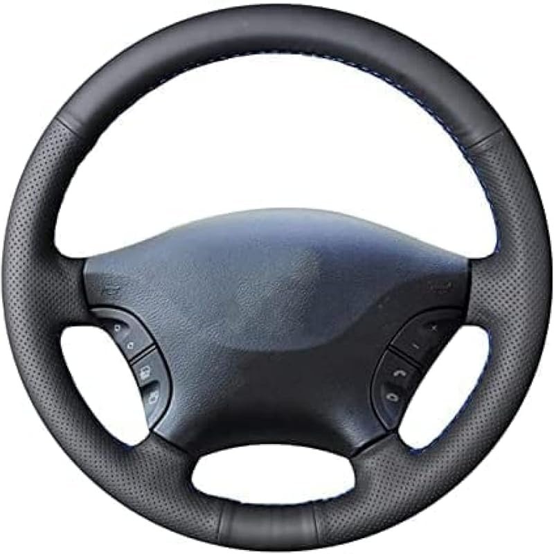 Hand-Stitched Black Leather Steering Wheel Cover for Mercedes Benz Spr