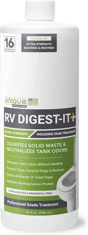 Unique RV Digest-It+ Toilet Treatment liquifies waste and all toilet p
