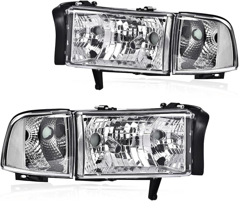 Headlights for 1994-2002 Dodge Ram 1500 2500 and 3500 with Clear Lens 
