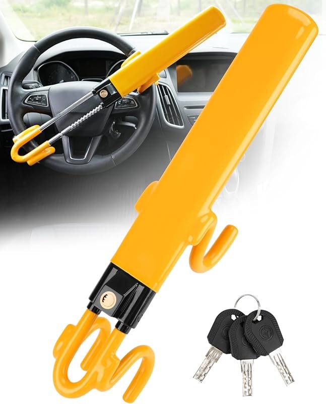 Tevlaphee Heavy Duty Adjustable Steering Wheel Lock for Anti-Theft Car
