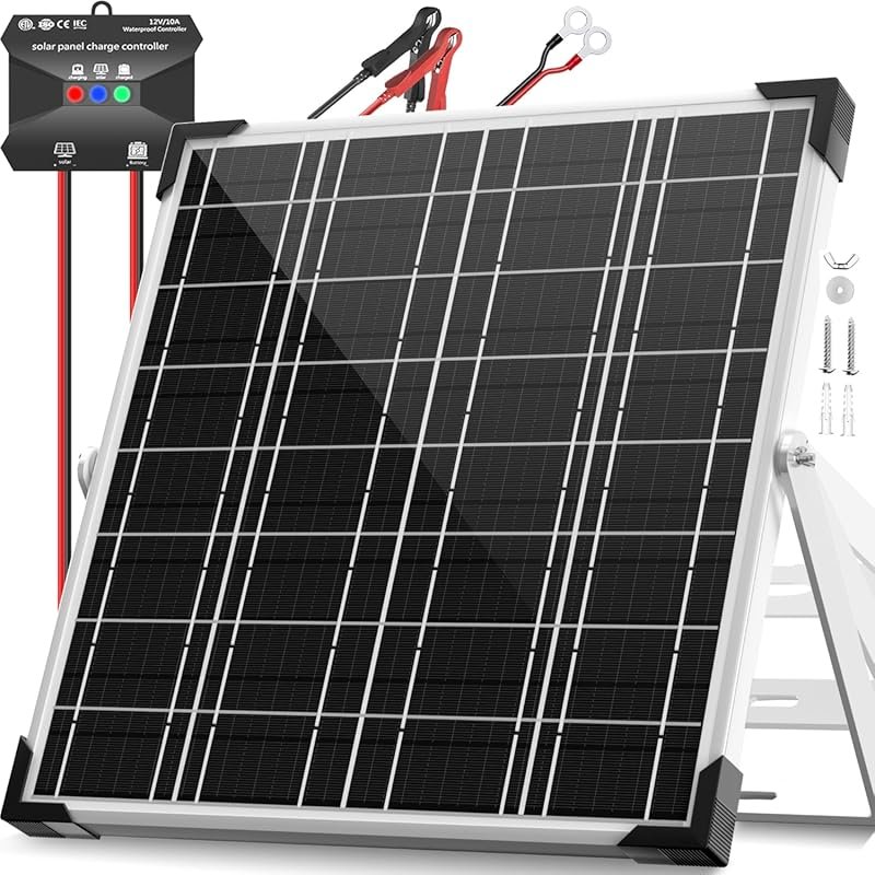 Voltset 20W 12V Waterproof Solar Battery Trickle Charger with Smart Co