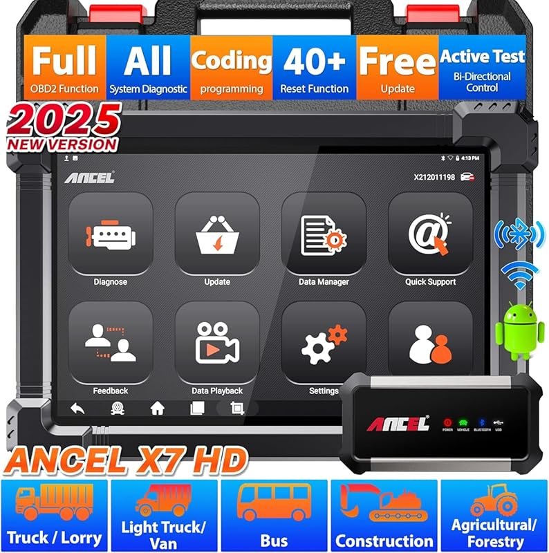 ANCEL X7HD 10-Inch Heavy Duty Truck Scanner with Bidirectional Diagnos