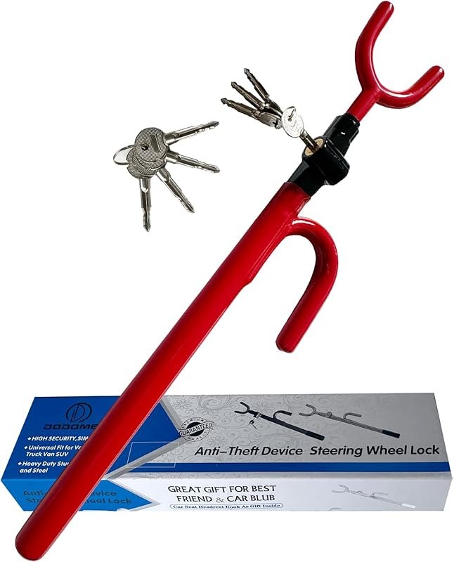 Heavy Duty Anti-Theft Steering Wheel Lock for Vehicles with 4 Keys and