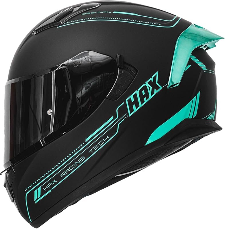 HAX Obsidian Full Face Motorcycle Helmet with Dual Visor and Pinlock R