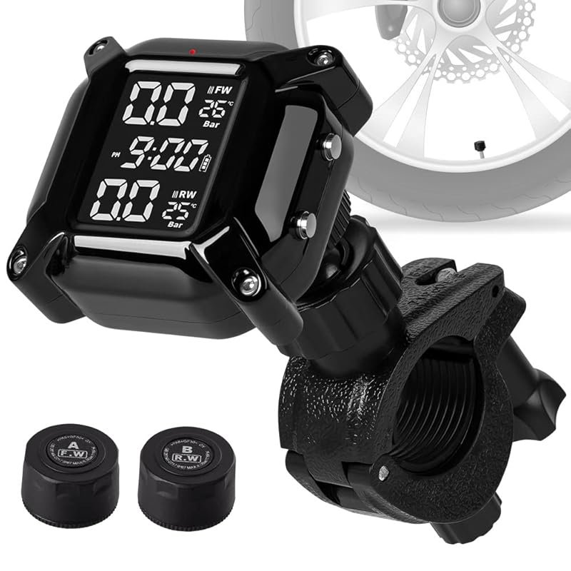 Wireless Motorcycle TPMS with IP67 Waterproof Rating, USB Rechargeable