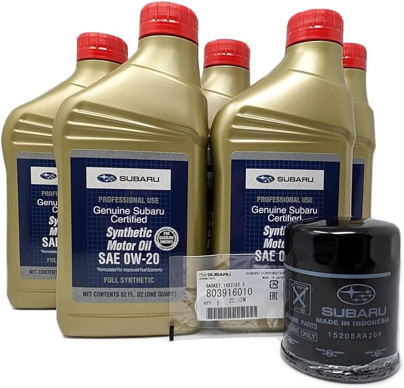 Subaru Oil Change Kit with Filter, Gasket, and 5 Quarts of Synthetic S
