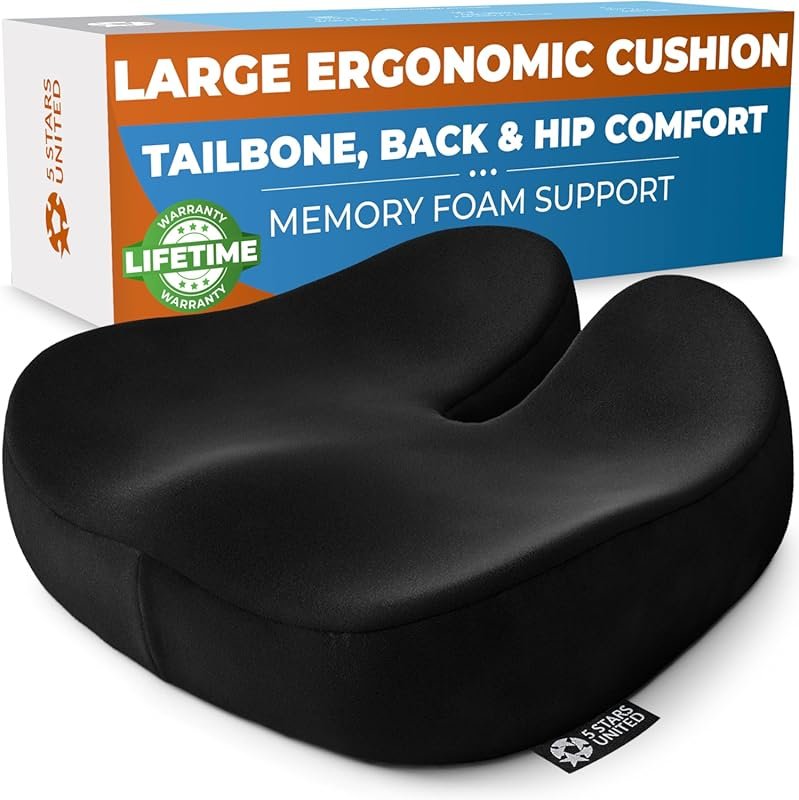 Memory Foam Car Seat Cushion for Sciatica, Tailbone, and Hip Pain Reli