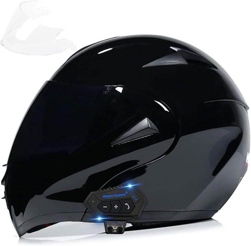 Full Face Modular Motorcycle Helmet with Integrated Bluetooth and Dual