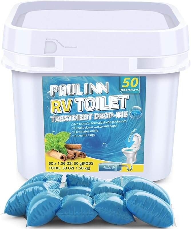 PAULINN RV Toilet Treatment Drop Ins, 50 Packs Septic Tank Treatment P