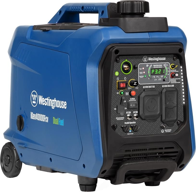Westinghouse 4000-Watt Dual Fuel Inverter Generator with Wheel Kit and
