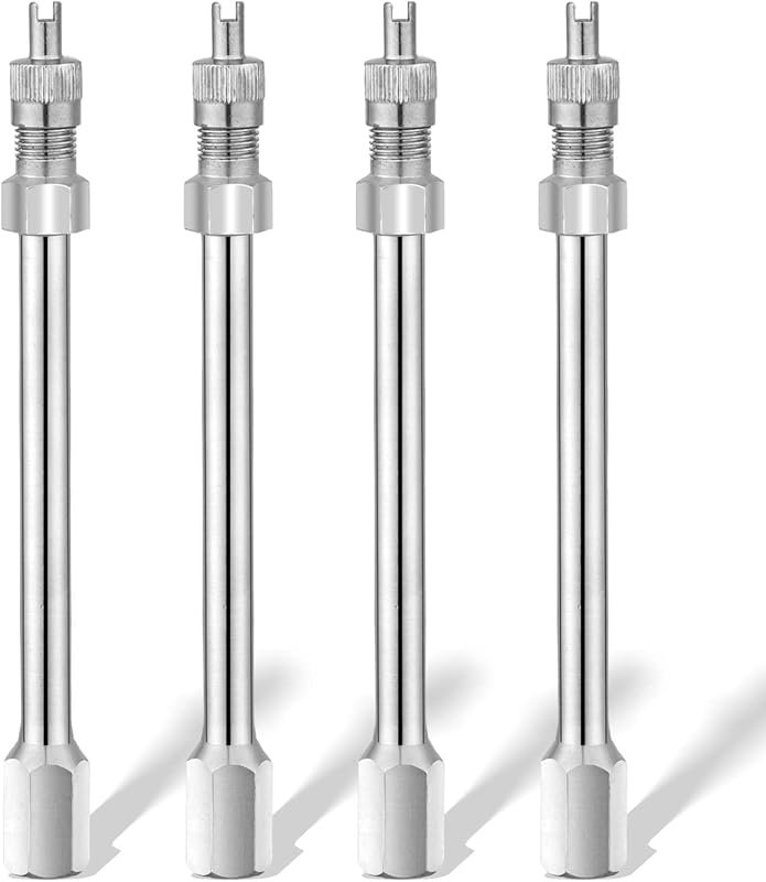 4-Pack 4-Inch Heavy Duty Chrome Brass Dually Valve Stem Extenders for