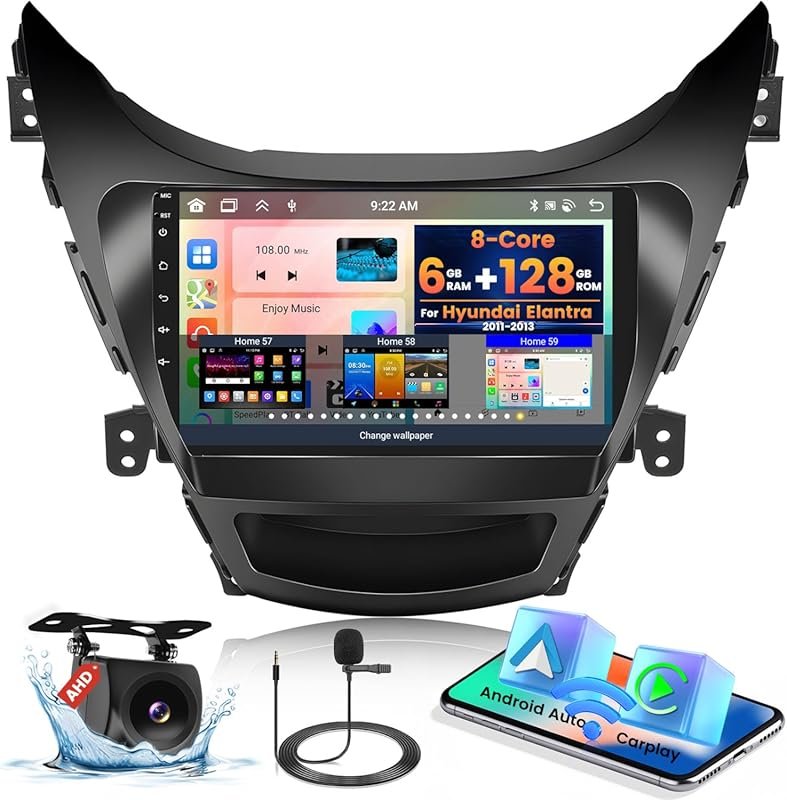 8-Core Android 15 Car Stereo for 2012 Hyundai Elantra with Wireless Ca