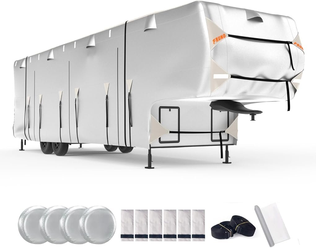 FRUNO 5th Wheel RV Cover for 26-29 ft, Anti-UV Waterproof and Rip-Resi
