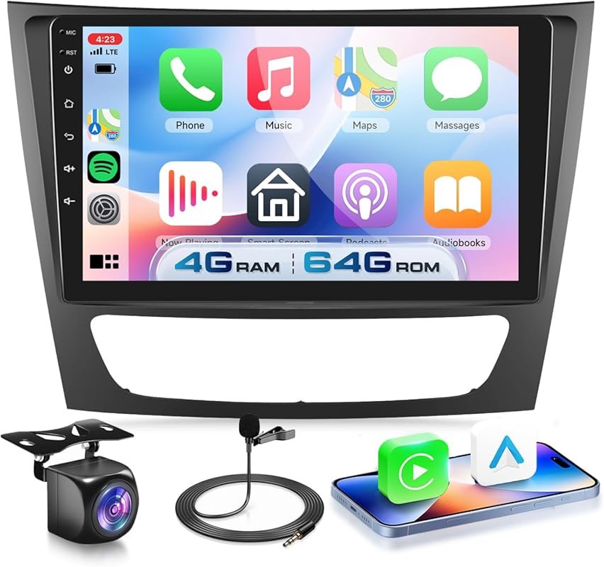 9-Inch Android 15 Car Stereo for Mercedes-Benz E-Class 2002-2009 with 